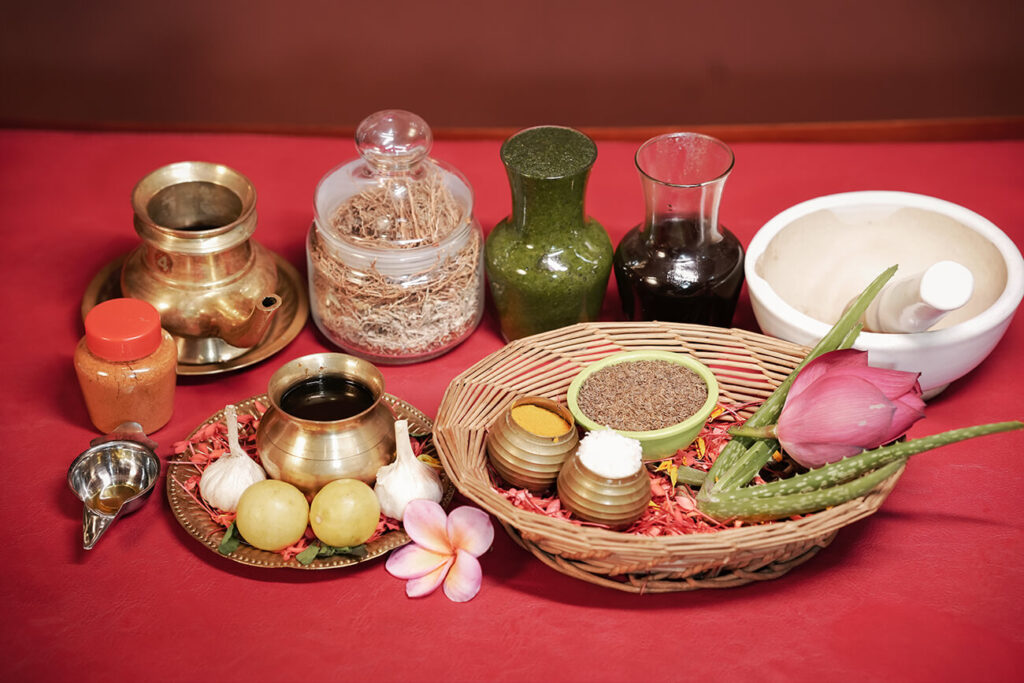 Traditional Ayurveda treatments at Akanta Ayurveda & Yoga Cherai resort near Cherai Beach, Kerala.