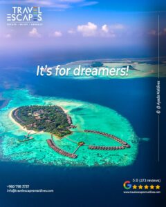 Scenic Maldives island surrounded by clear blue ocean and coral reefs”